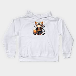 Cute fox wearing a hat and jacket Kids Hoodie